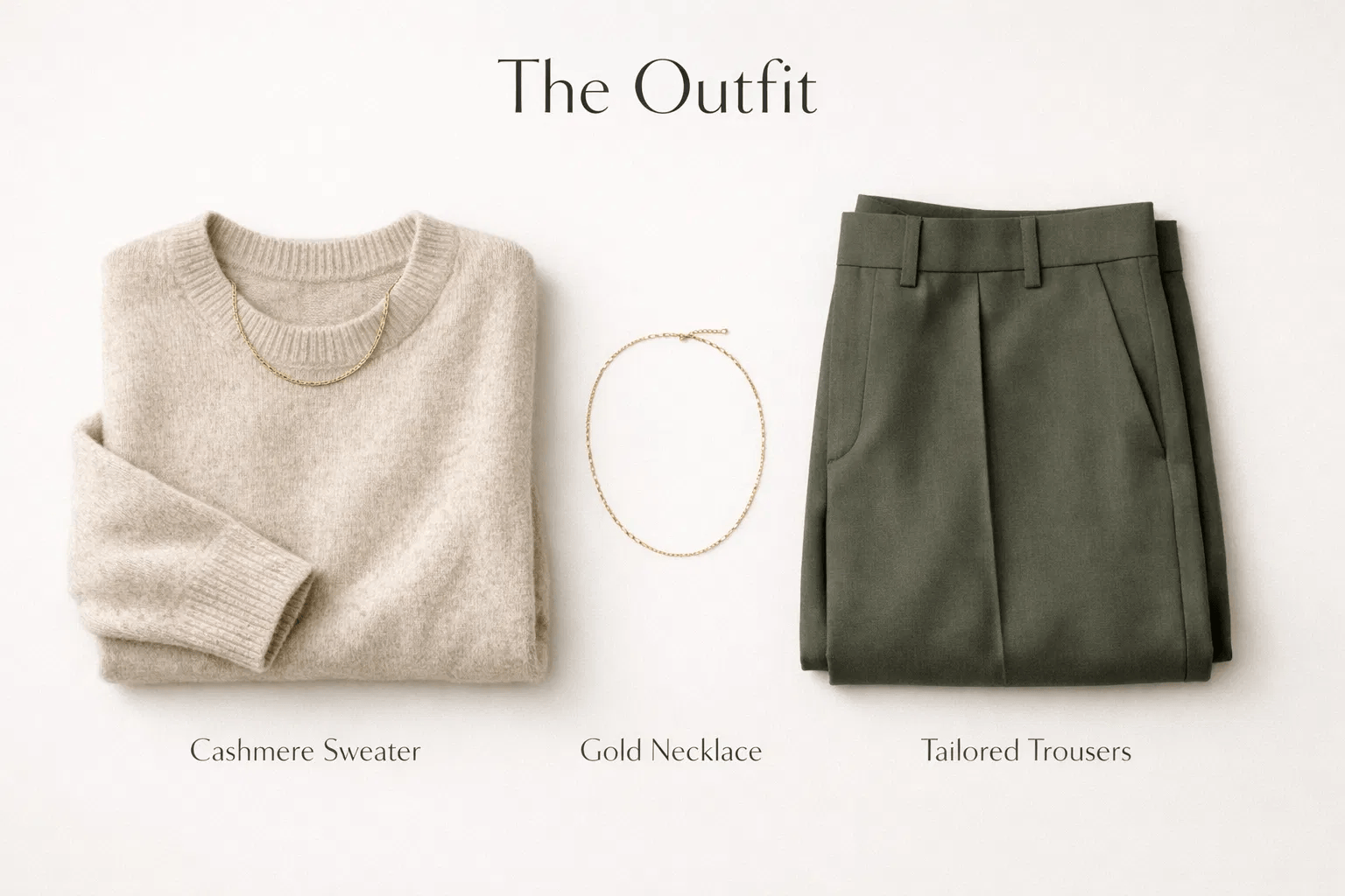 Soft Autumn capsule wardrobe outfit idea using oatmeal and sage green