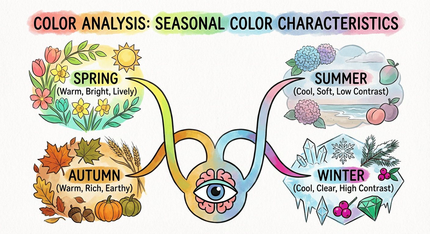 Seasonal Color Characteristics of spring, summer, autumn and winter, respectively.