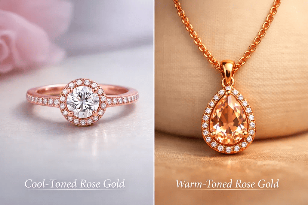 Warm vs cool rose gold jewelry comparison for neutral undertone