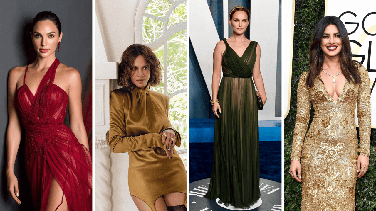 Deep Autumn celebrities: Gal Gadot, Halle Berry, Natalie Portman, Priyanka Chopra | style inspiration in rich red, gold, and earthy autumn tones