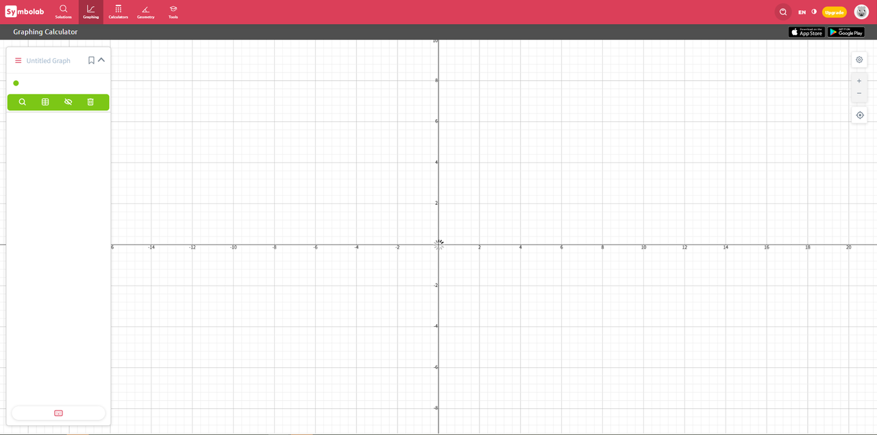 Symbolab's interactive graphing tools displays.