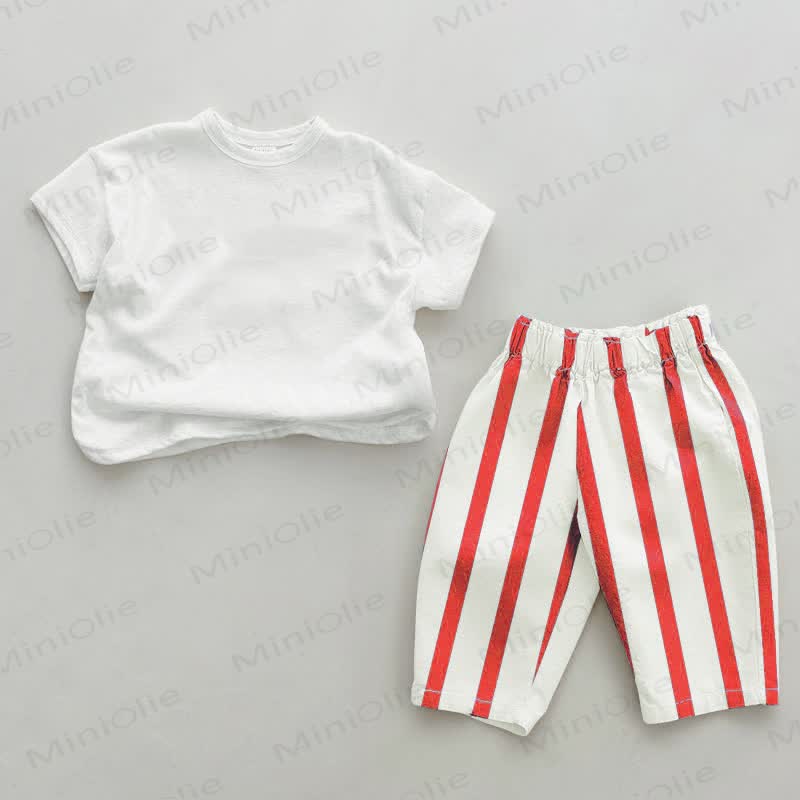 Print Your Name Baby Bookworm Red Striped 2-piece Set - White&Red - 2-3T - image 2