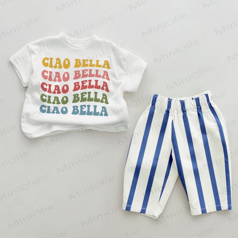 CIAO BELLA Baby Blue Vertical Striped 2-piece Set - White&Blue - 2-3T - image 1