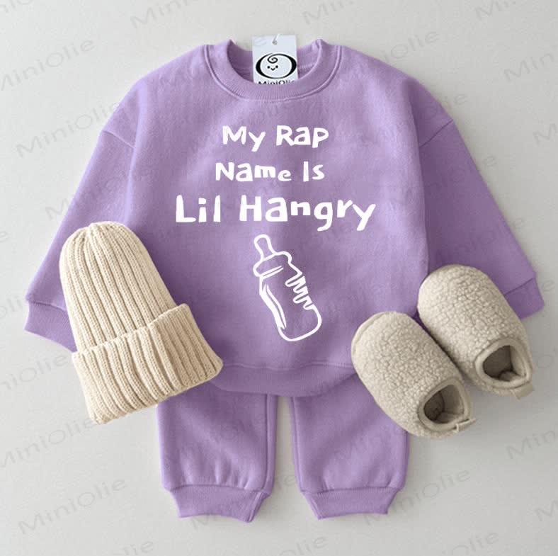 MY RAP NAME IS LIL HANGRY Baby Purple Sweatshirt 2-piece Set - Purple - 2-3T - image 1