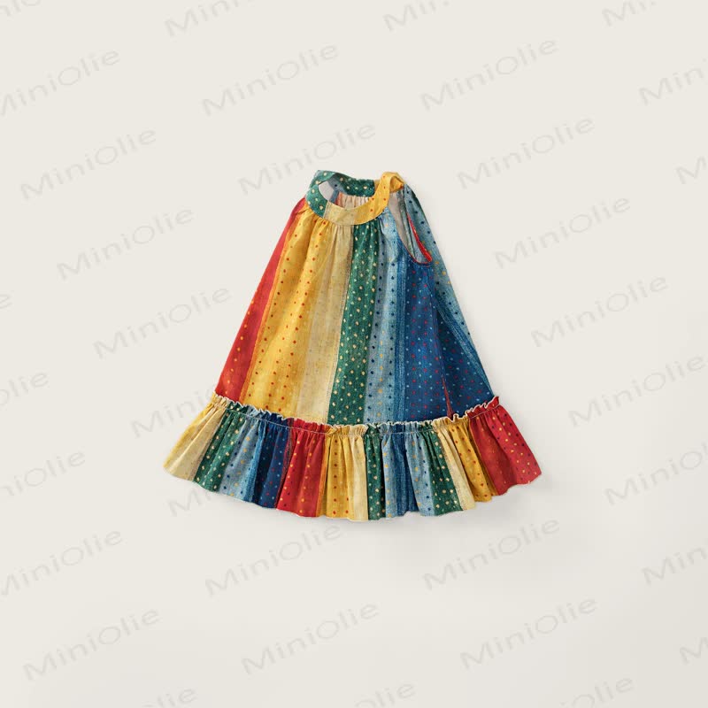 Toddler Girl Rainbow Panel Dot Dress - image 2