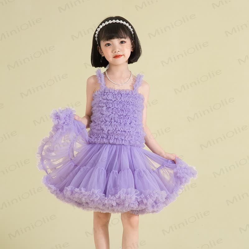 Toddler Girl Lace Princess Sleeveless Puffy Dress - Purple - 6-7T - image 4