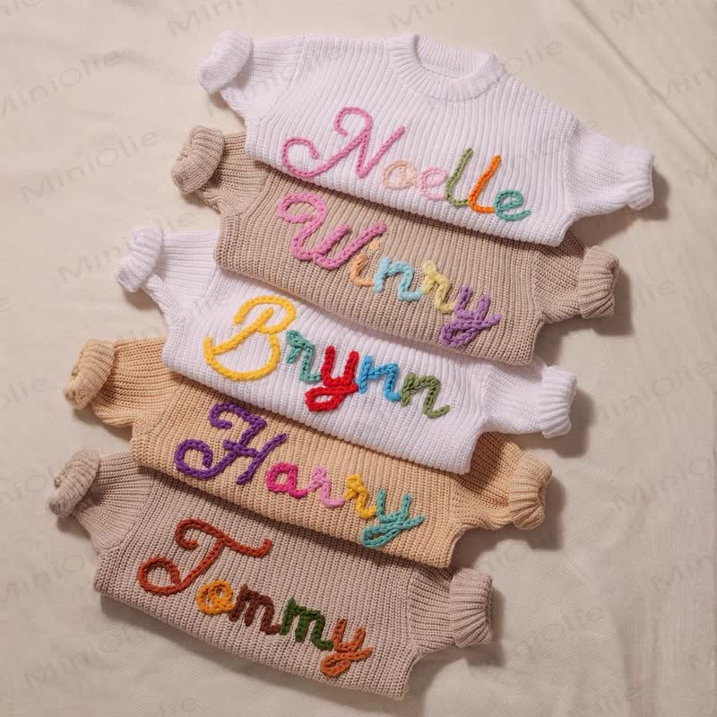 Personalized Baby Name Embroidered Knit Sweater - image 1