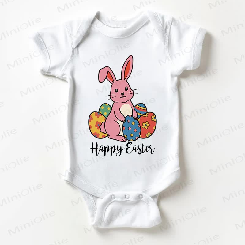 Happy Easter Rabbit Baby White Bodysuit - White - 18-24M - image 1