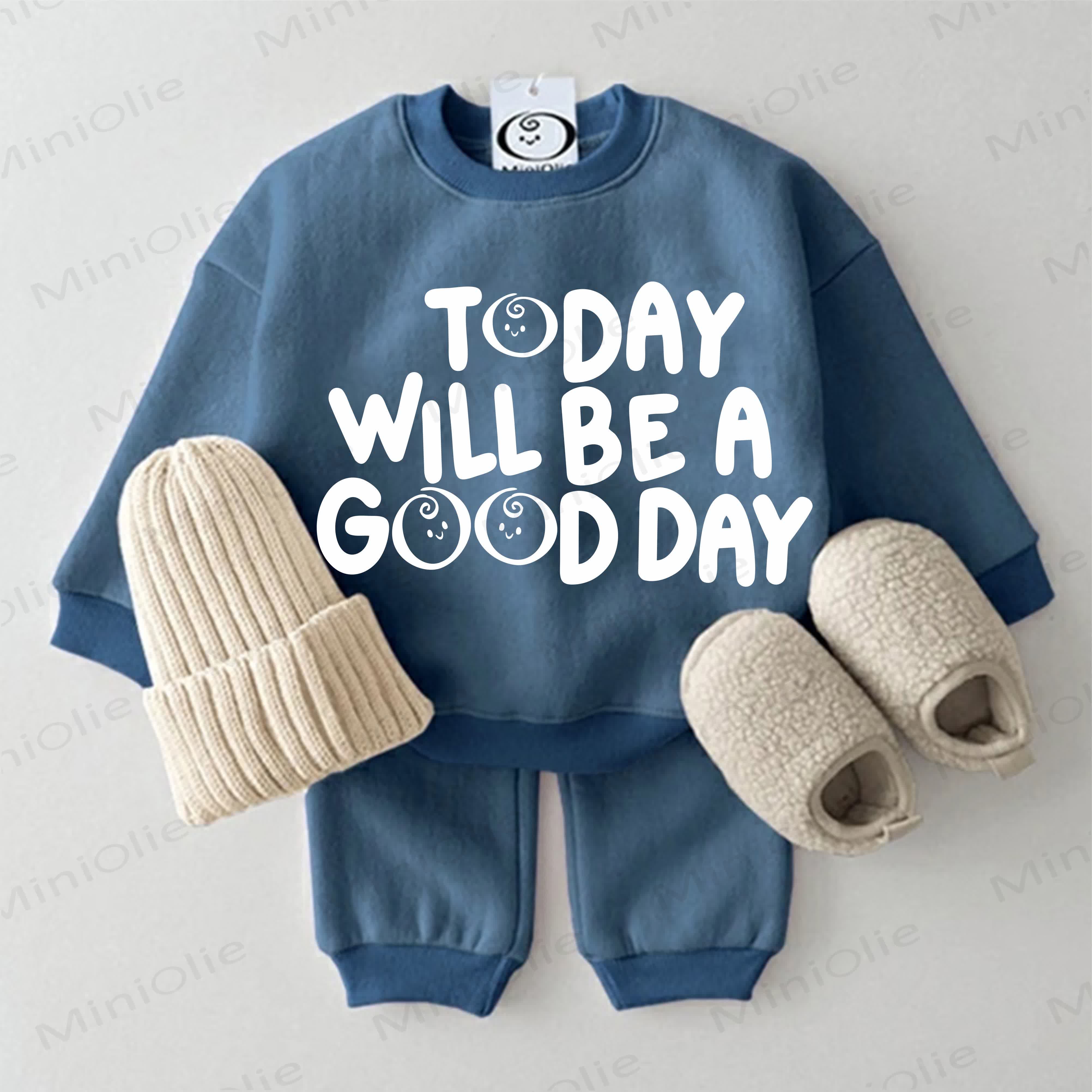 TODAY WILL BE A GOOD DAY Baby Sweatshirt 2-piece Set - Blue - 2-3T - image 5