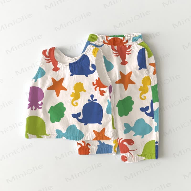 Baby Toddler Marine Animals 2-piece Sleeveless Set - Multicolor - 5-7T - image 1