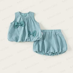 Toddler Girl Light Blue Sleeveless Top and Shorts Set - Blue - 8-9T - image 1