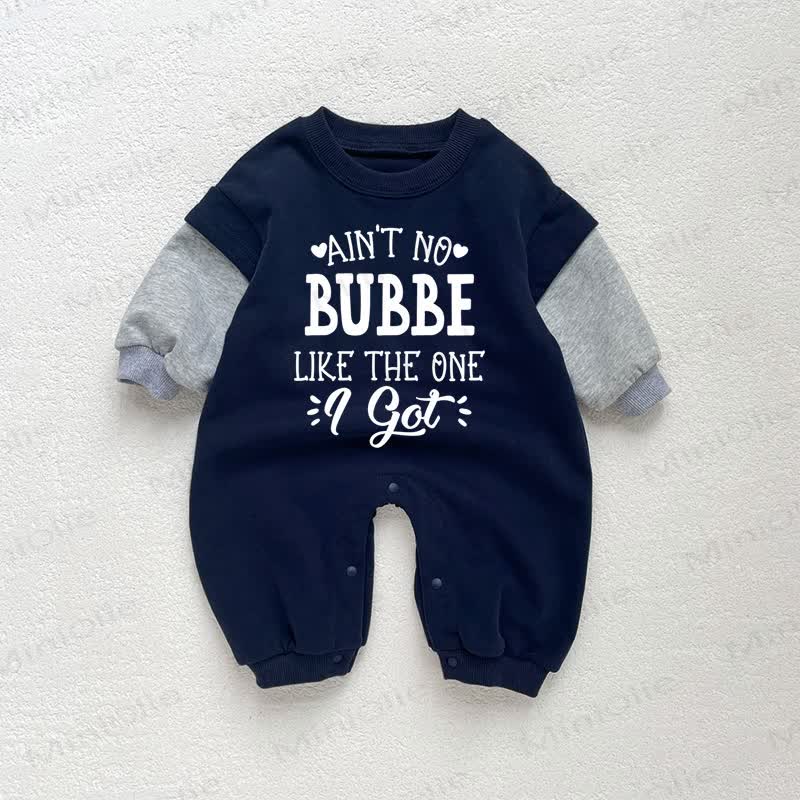 AIN'T NO BUBBE LIKE THE ONE I GOT Baby Toddler Love Dark Blue Color Block Romper - Dark Blue - 18-24M - image 1
