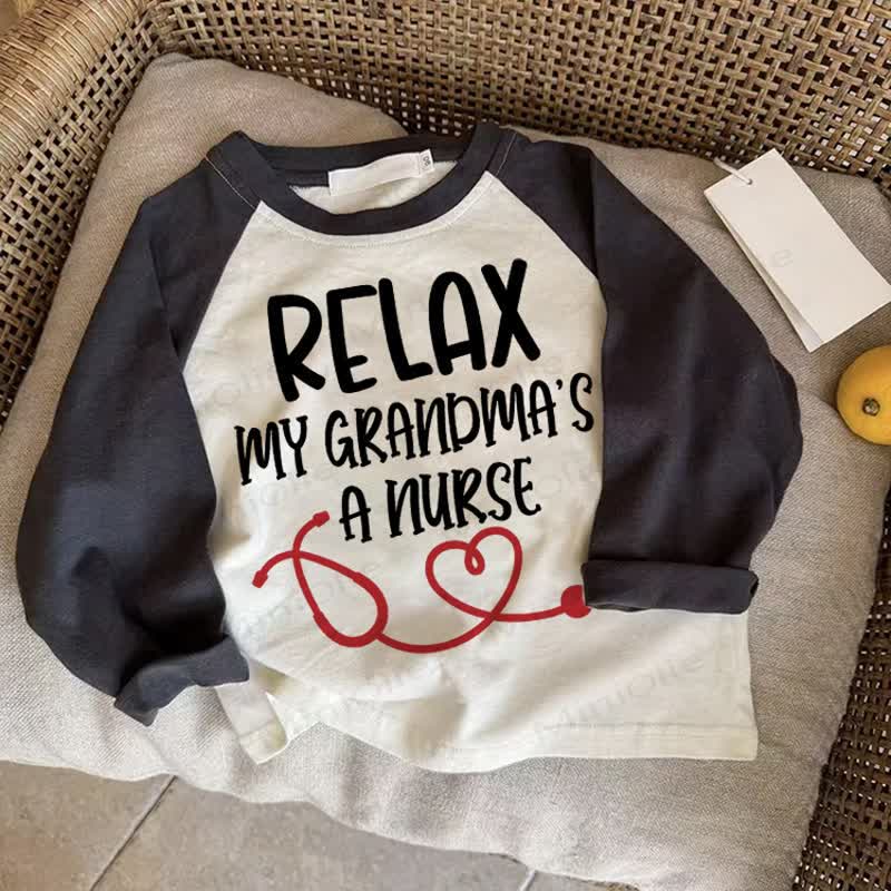 RELAX MY GRANDMA'S A NURSE Baby Love Dark Gray Raglan T-shirt - Drak Gray - 2-3T - image 1