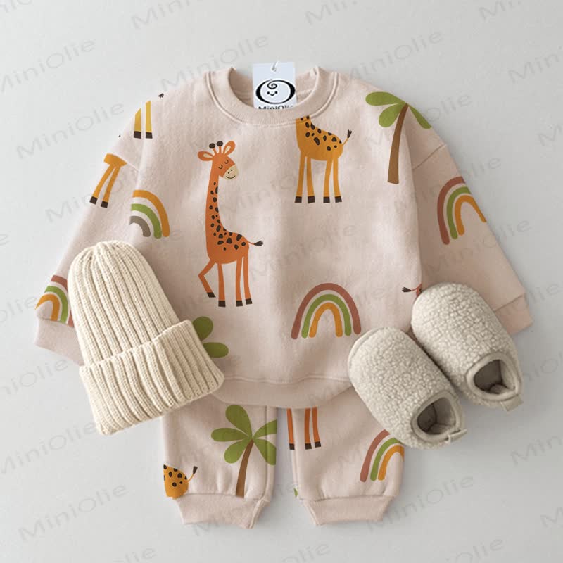 Baby 2-piece Giraffe Rainbow Beige Set - Beige - 2-3T - image 1