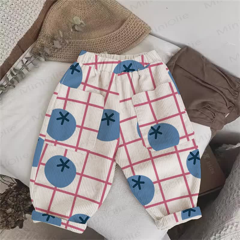 Baby Toddler Beige Plaid Blueberry Cord Pants - Beige - 5-7T - image 1