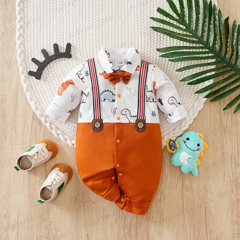 Baby Dinosaur Orange Romper - Orange - 12-18M - image 1