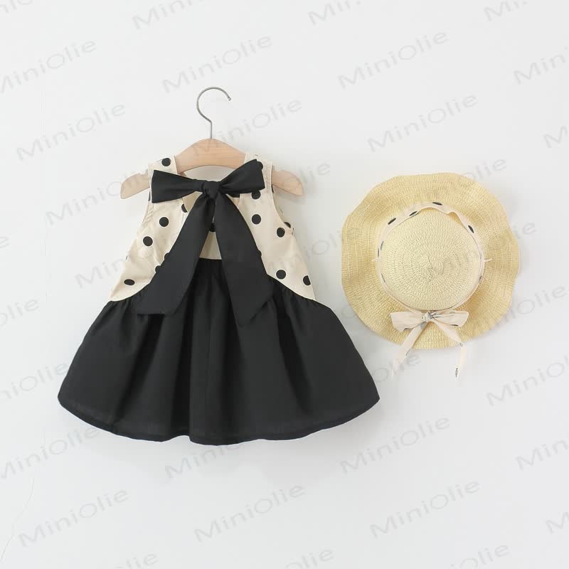 Baby Girl Black Bow Dress with Hat - Black - 4-5T - image 1