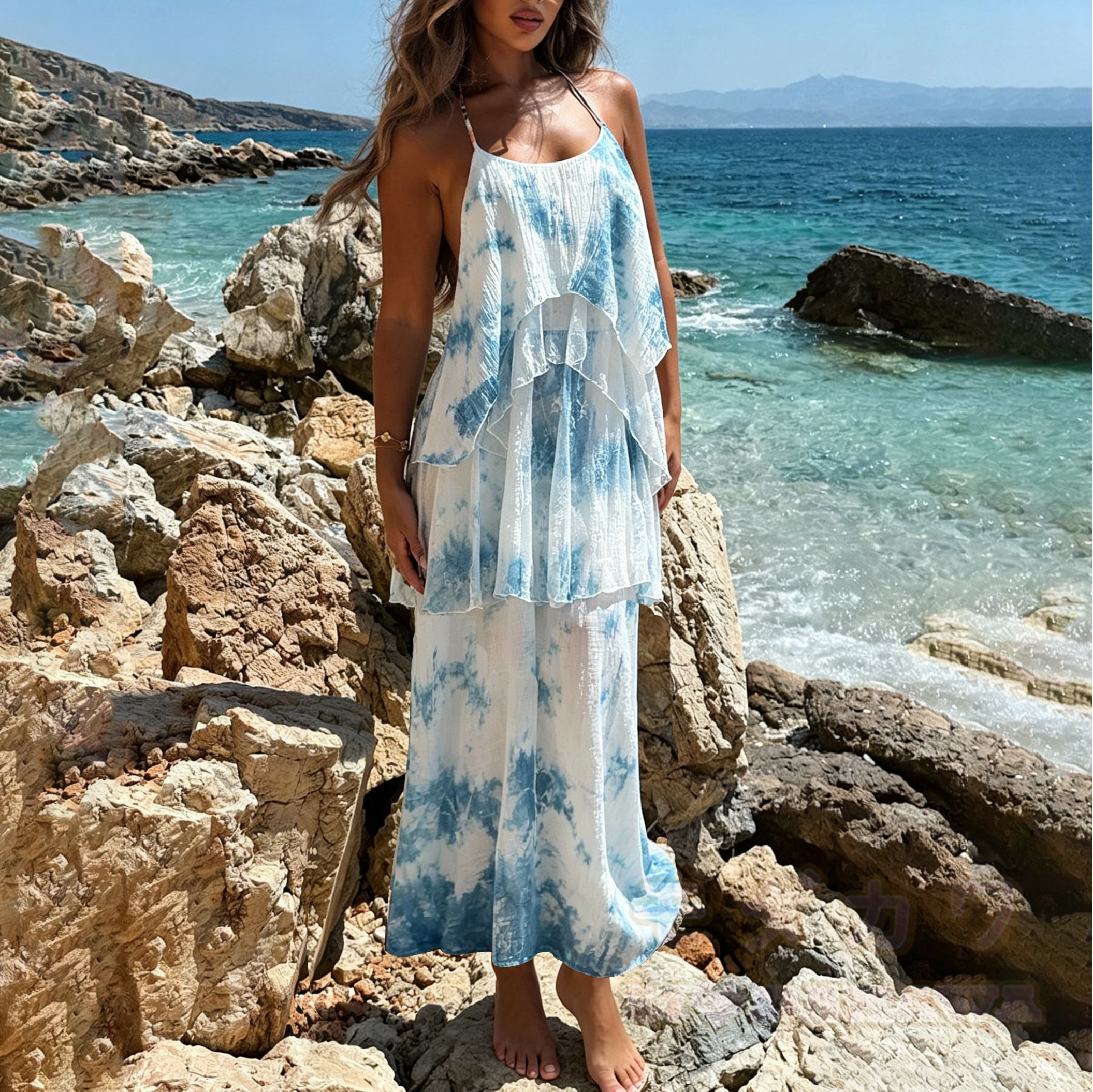 Lagen-Maxikleid im Batik-Look für den Strand - image 1