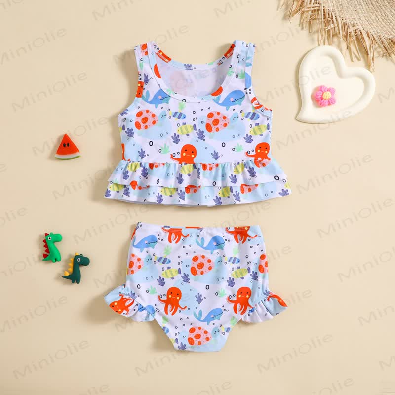 Toddler Girl Ocean Print 2pcs Swimsuit - image 2