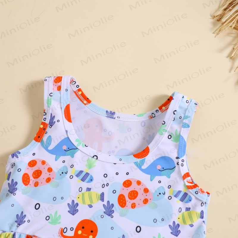 Toddler Girl Ocean Print 2pcs Swimsuit - image 3