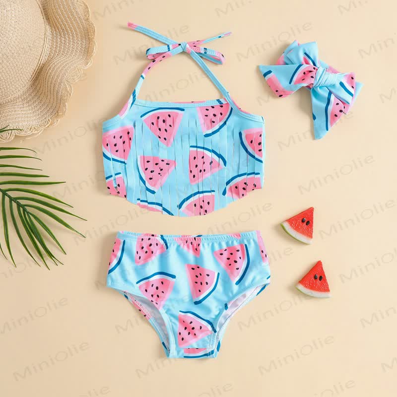 Baby Watermelon Swimsuit with Headband - Blue - 3-4T - image 1