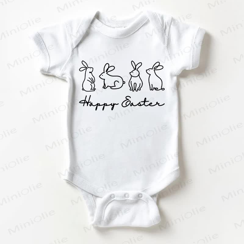HAPPY EASTER Baby Bunny White Bodysuit - White - 18-24M - image 1