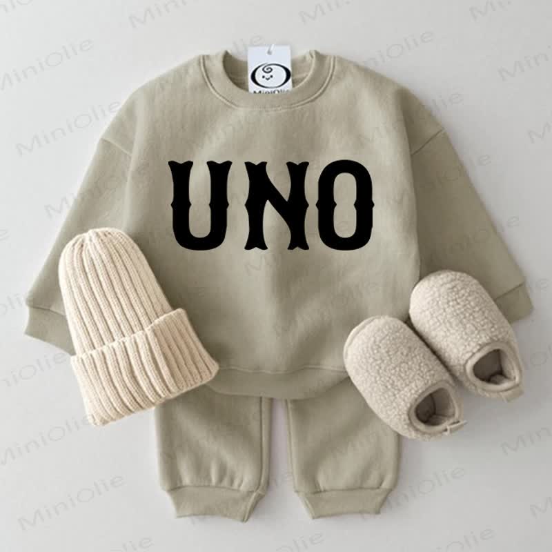  UNO Baby Sweatshirt 2-piece Set - Grey Green - 2-3T - image 1