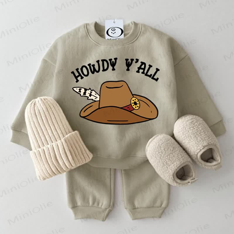 HOWDY Y'ALL Baby Sweatshirt 2-piece Set - Grey Green - 2-3T - image 1