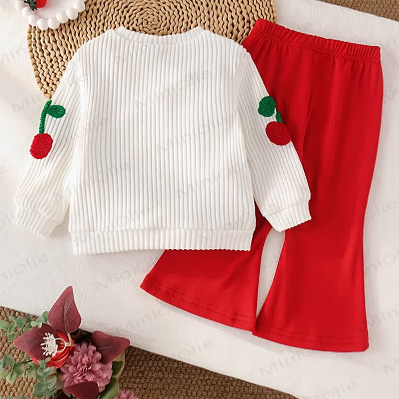 Baby Toddler Girl Cherry Knit Top and Pants 2-piece Set - image 2
