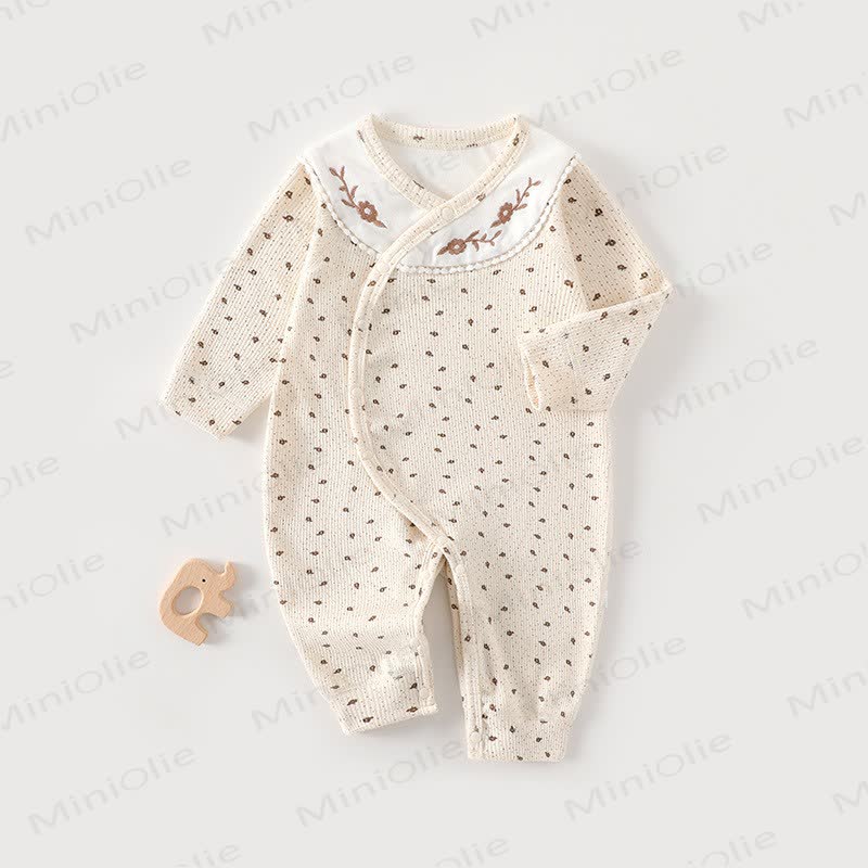 Baby Dot Moon Embroidered Romper - Beige - 18-24M - image 1