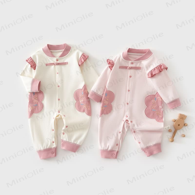Baby Flower Knot Button Romper - image 6