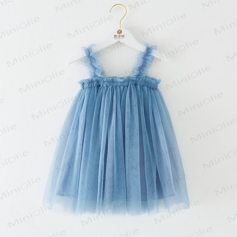 Baby Toddler Girl Solid Color Mesh Dress - Misty Blue - 8Y - image 19