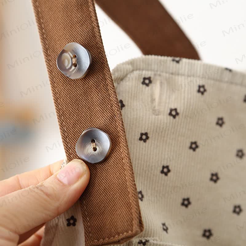 Salopette a fiori in velluto a coste per neonati e bambini - image 4