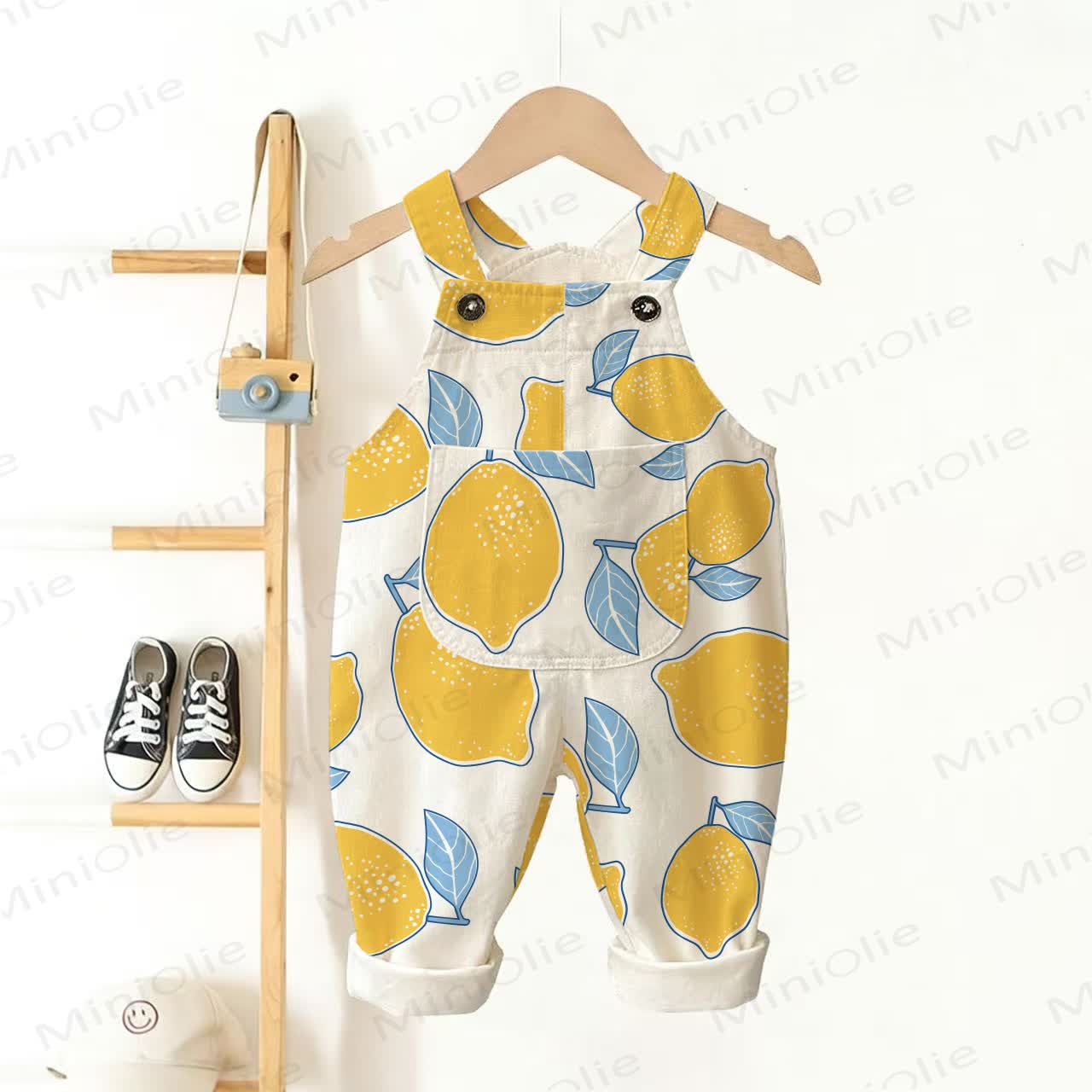 Baby Toddler Lemon Pattern Overalls - White - 3-5T - image 1