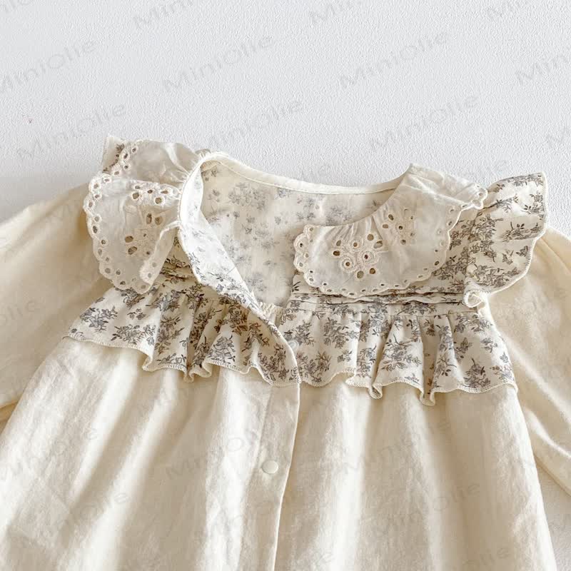 Baby Floral Collar Beige Romper - image 6