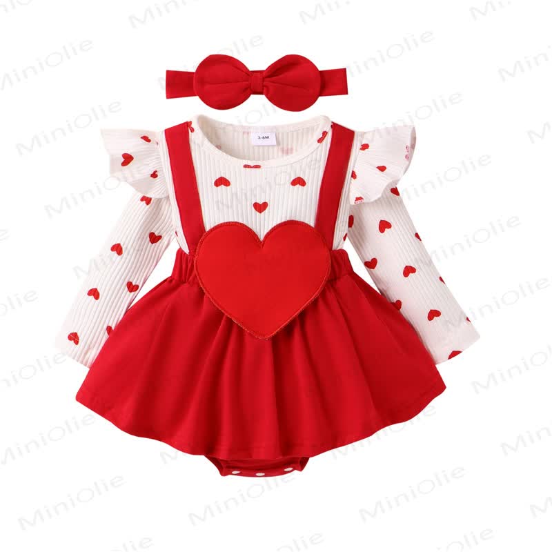 Baby Heart Fake 2pcs Bodysuit with Headband - image 10