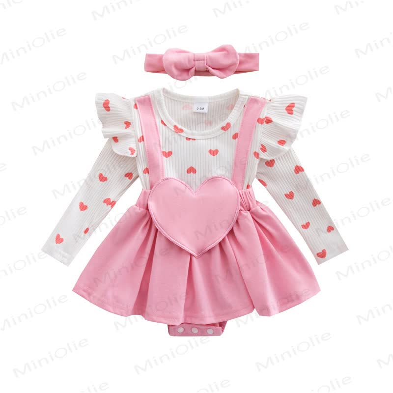 Baby Heart Fake 2pcs Bodysuit with Headband - image 19