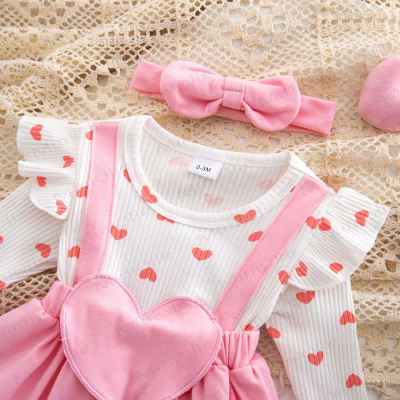 Baby Heart Fake 2pcs Bodysuit with Headband - image 13