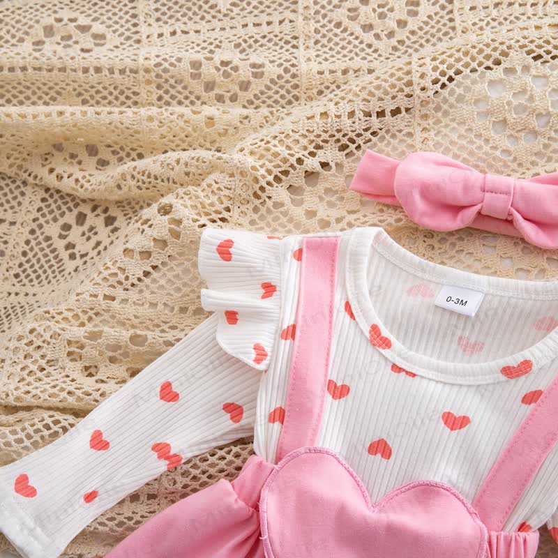 Baby Heart Fake 2pcs Bodysuit with Headband - image 15