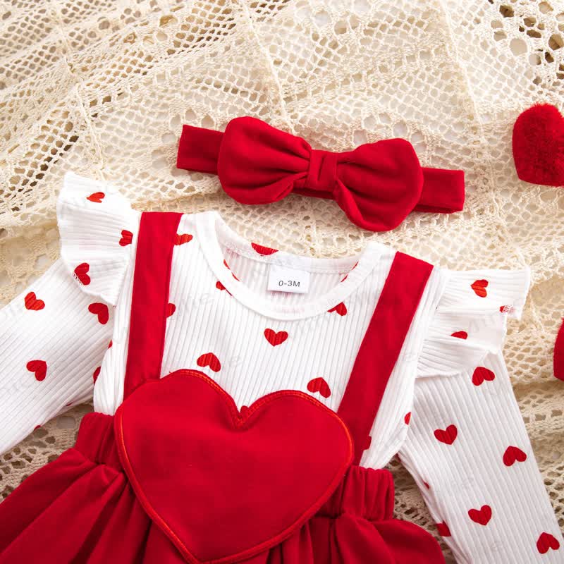 Baby Heart Fake 2pcs Bodysuit with Headband - image 4
