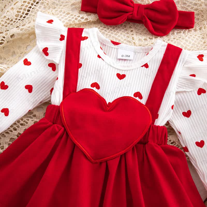 Baby Heart Fake 2pcs Bodysuit with Headband - image 5