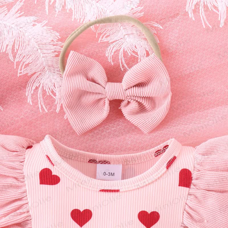 Baby Heart Corduroy Bodysuit with Headband - image 3