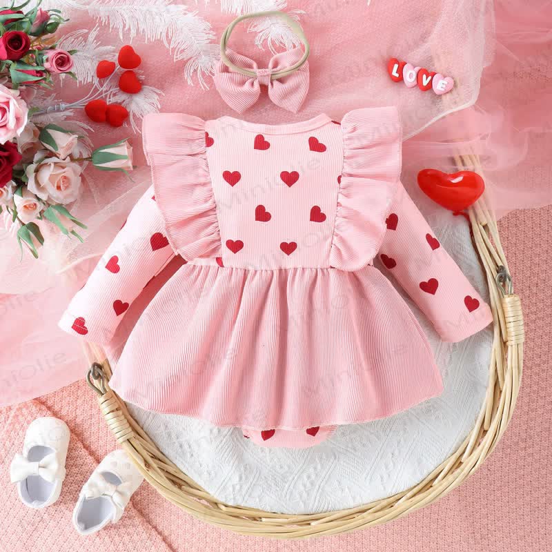 Baby Heart Corduroy Bodysuit with Headband - image 2