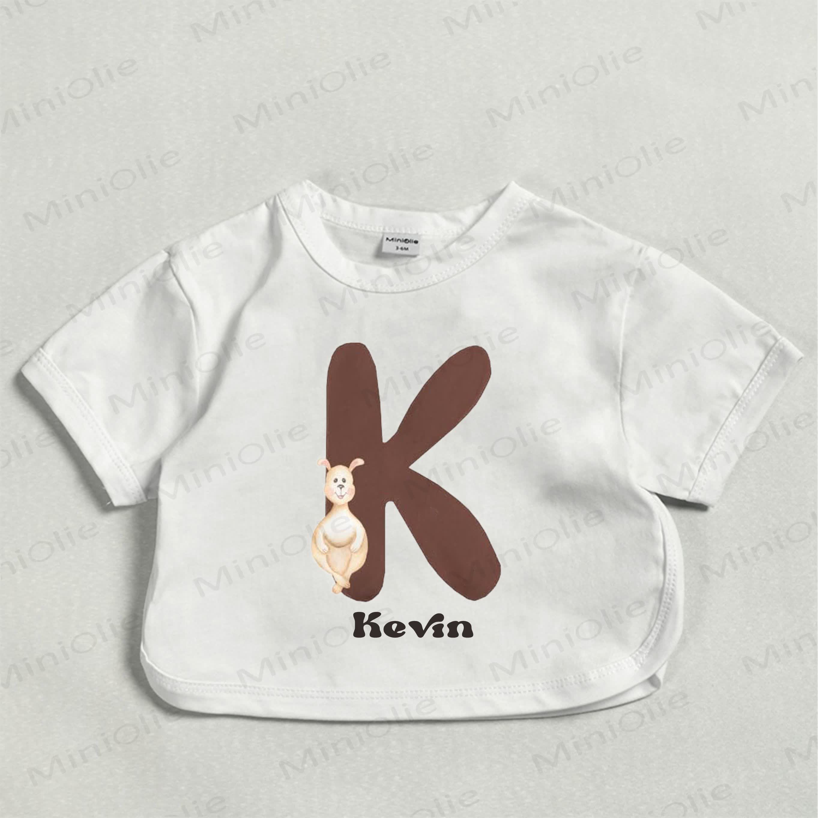 Customized Cartoon Animal Brown Letter Personalize Baby White T-shirt - image 1