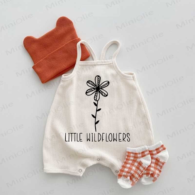 LITTLE WILDFLOWERS Baby Waffle Suspenders Romper - Beige - 18-24M - image 1