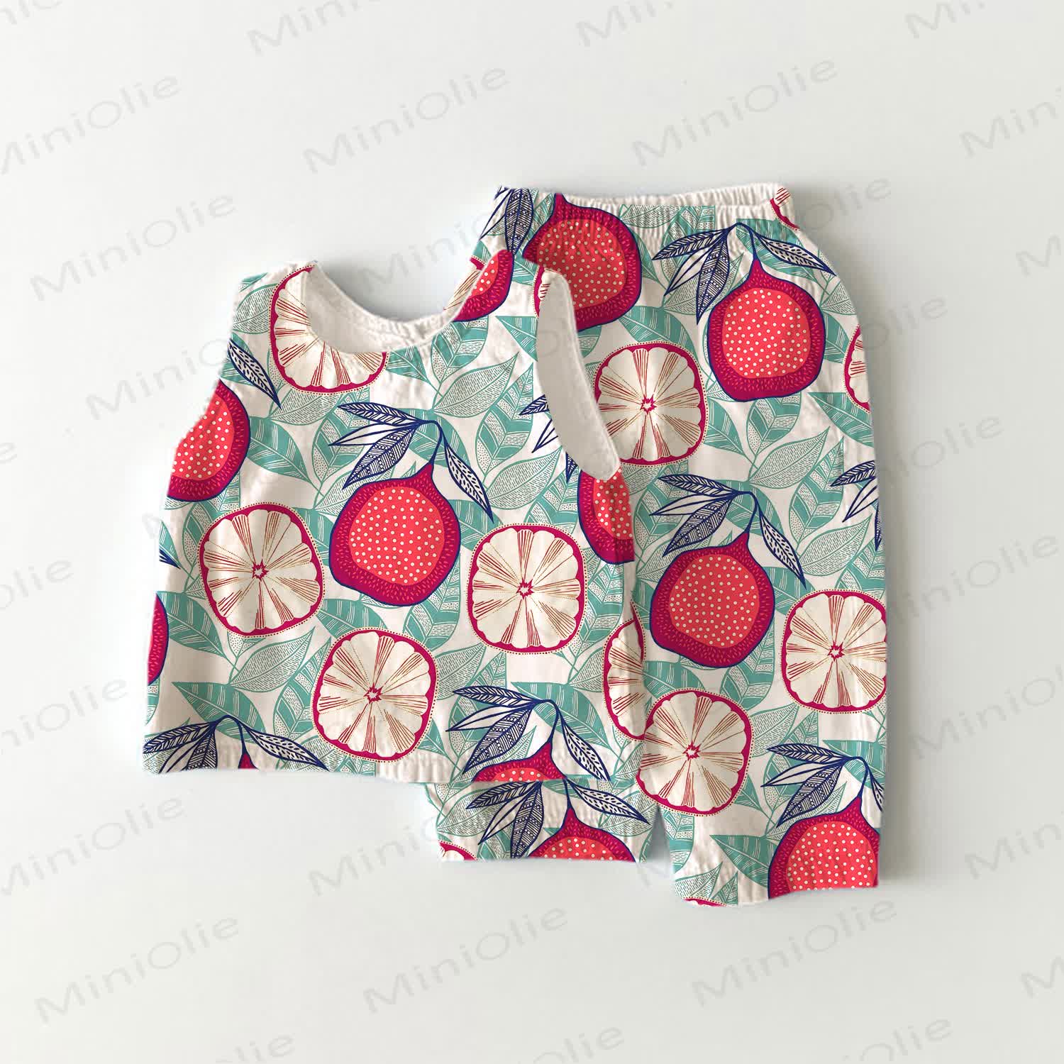 Toddler Pomegranate Print 2-piece Sleeveless Set - White - 5-7T - image 1