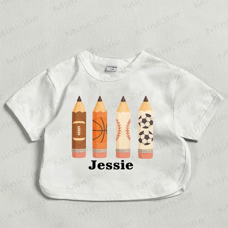 Name Customize Sports Pencils Baby White T-shirt - image 1