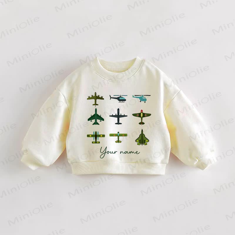 YOUR NAME Baby Toddler Plane Sweatshirt - Cream - 3-5T - image 1